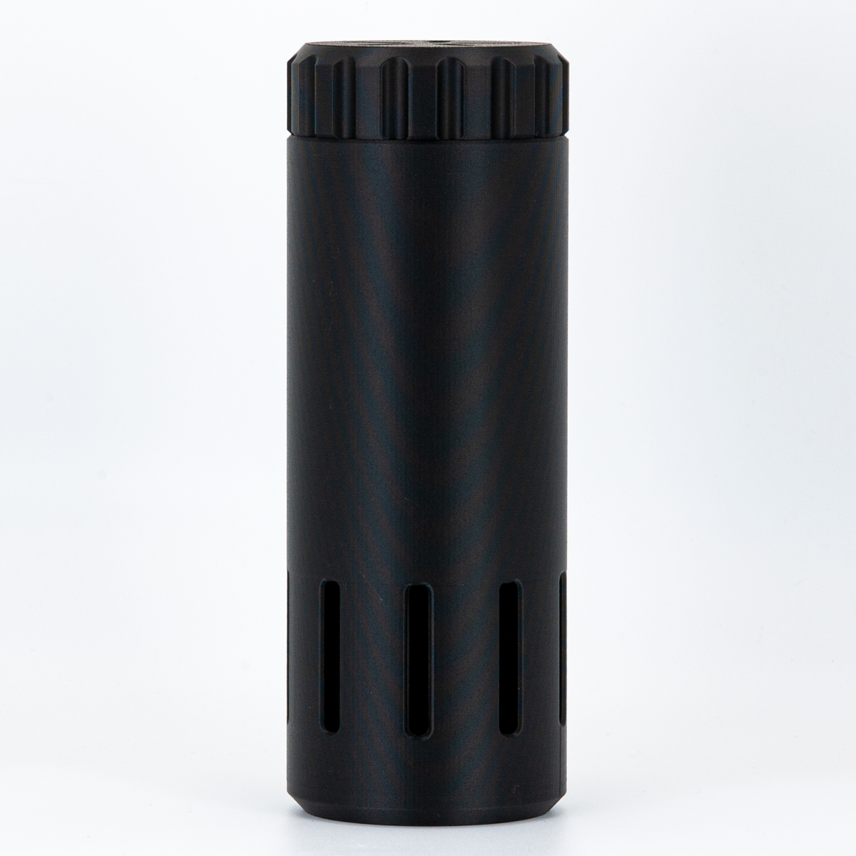 Black Capsule shaving brush case on a white background