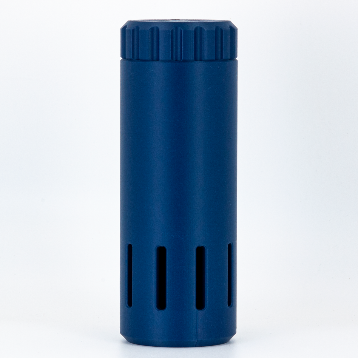 Navy Blue Capsule shaving brush case on a white background