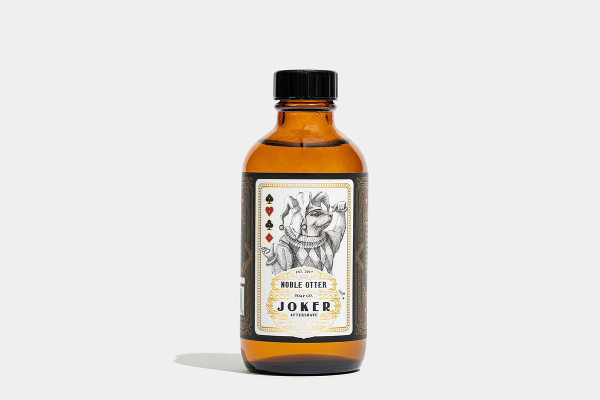Noble Otter Shave Soap "Joker" with a white and gold decorative label on a white background.