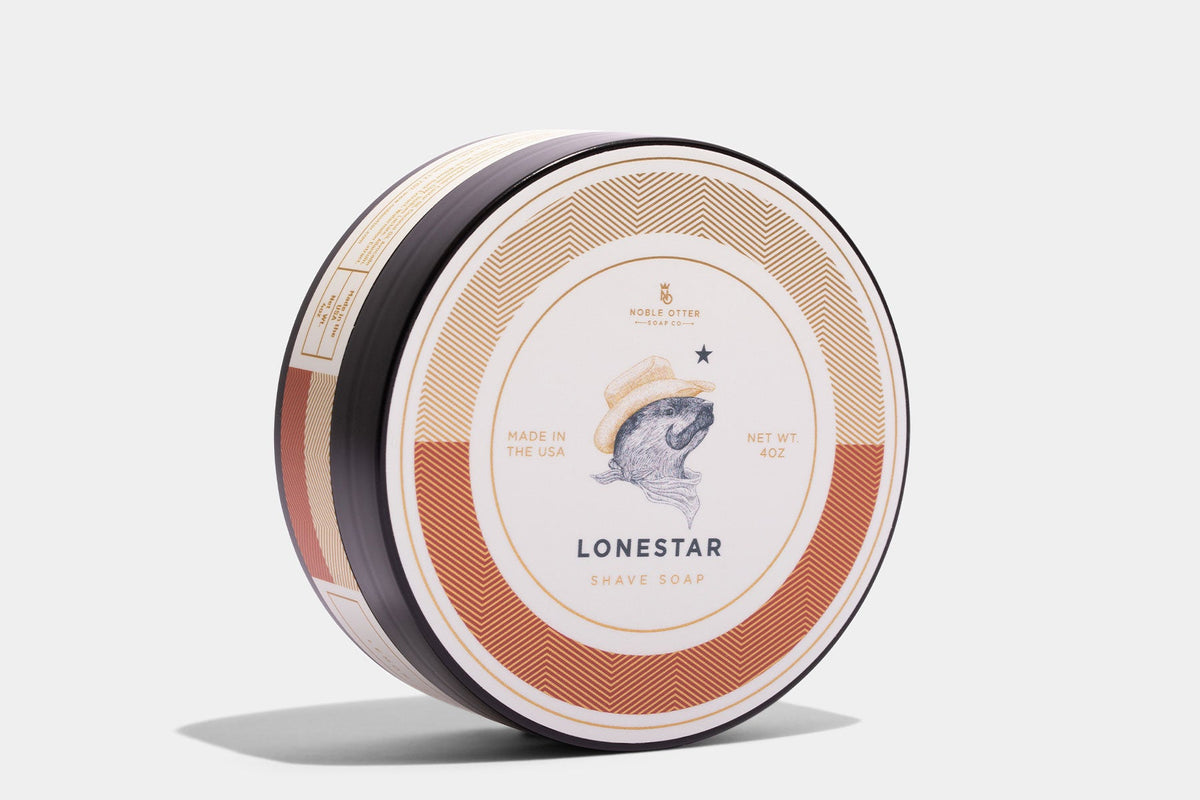 Noble Otter Shave Soap Container "Lonestar" on a white background.
