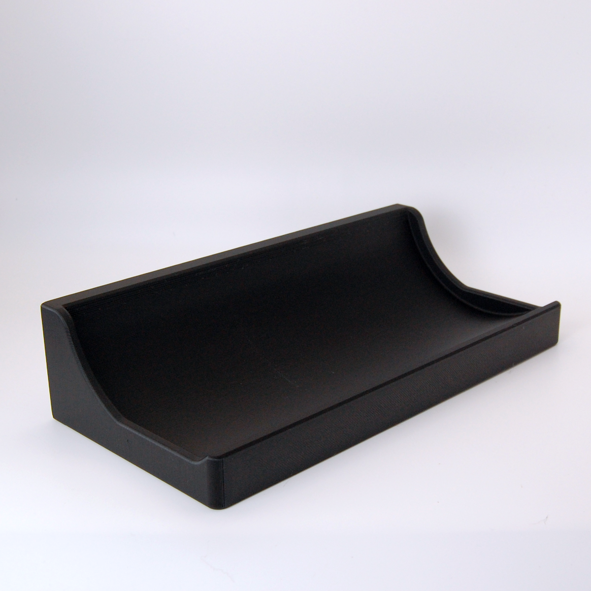 Black JRM Soap Tray on a white background, no soaps to show detail.