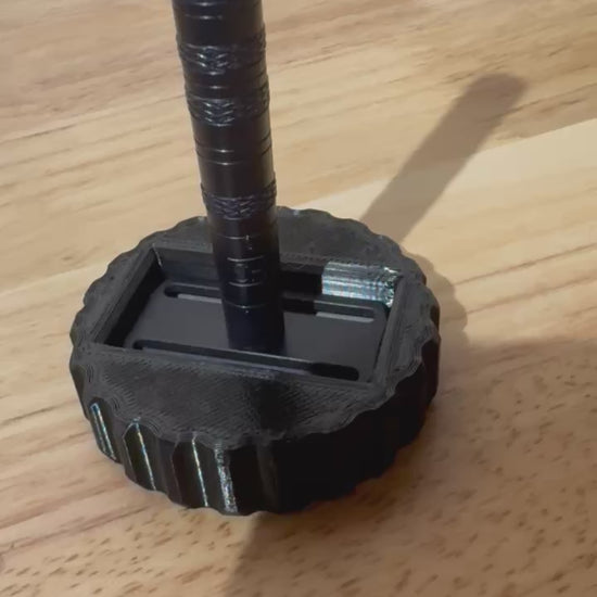 Video of black razor refueler in action.